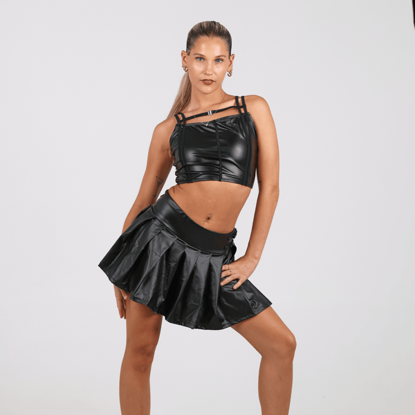 Slash Faux Leather Top